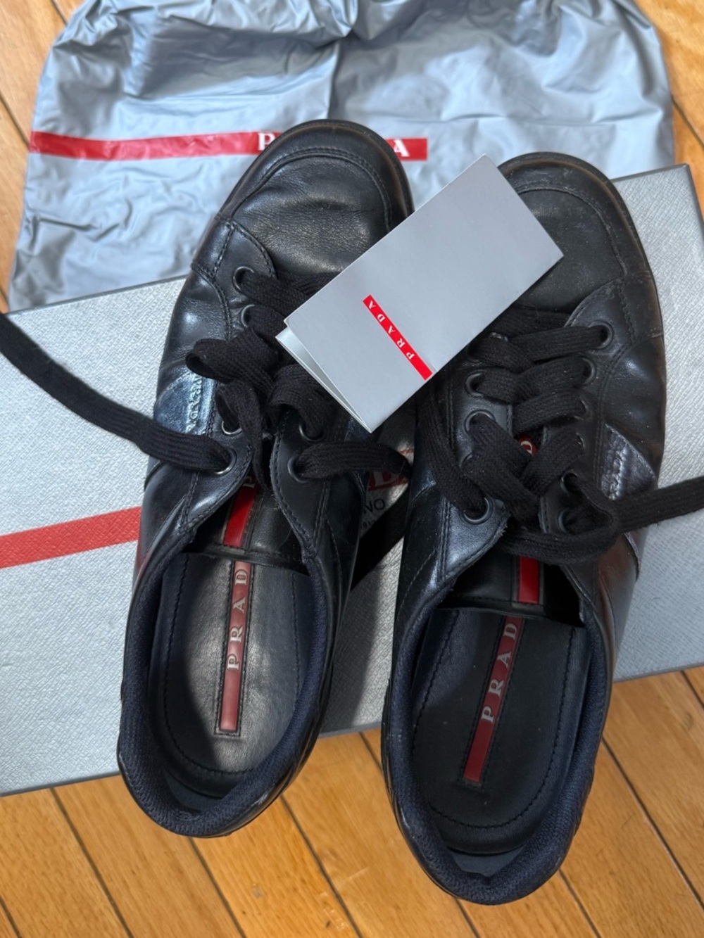 Prada Nylon Leather Sneaker Dark Blue